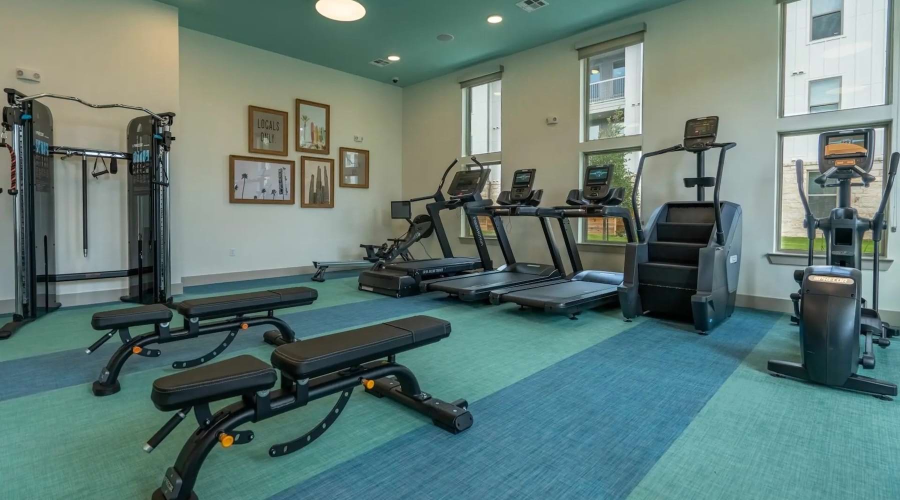 a gym with exercise equipment