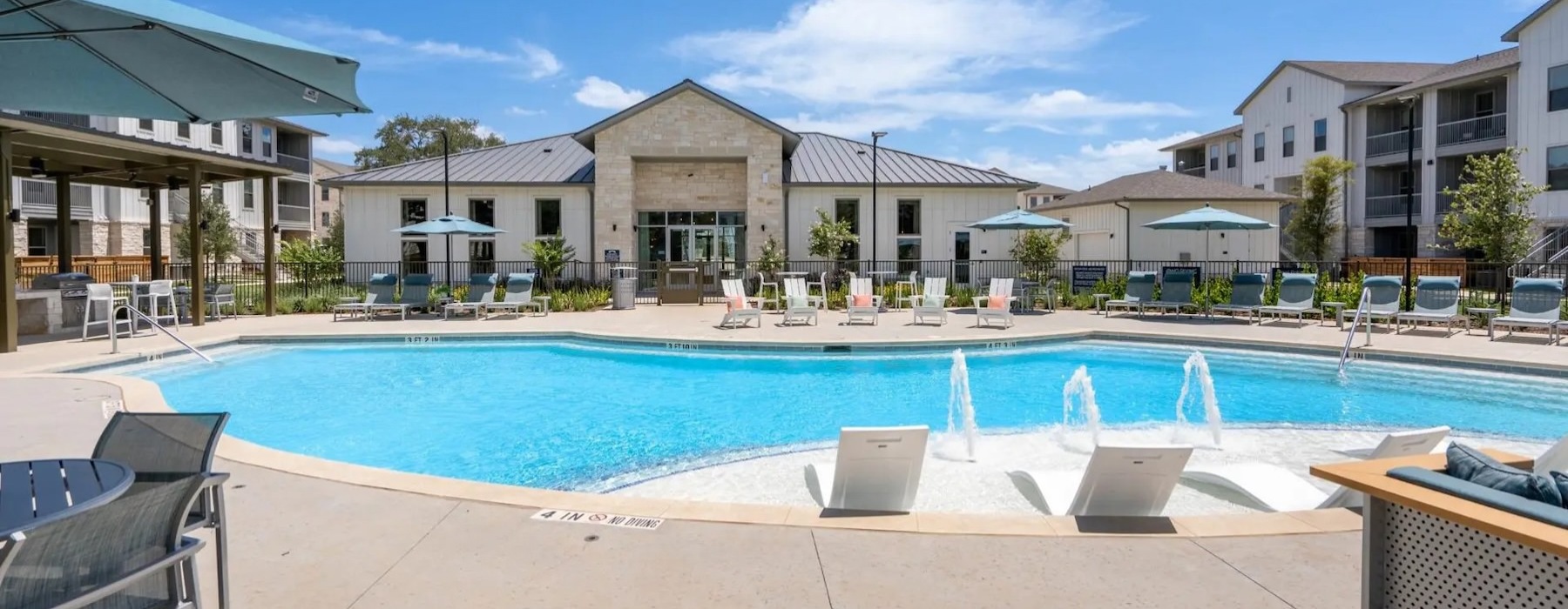 a swimming pool in a courtyard